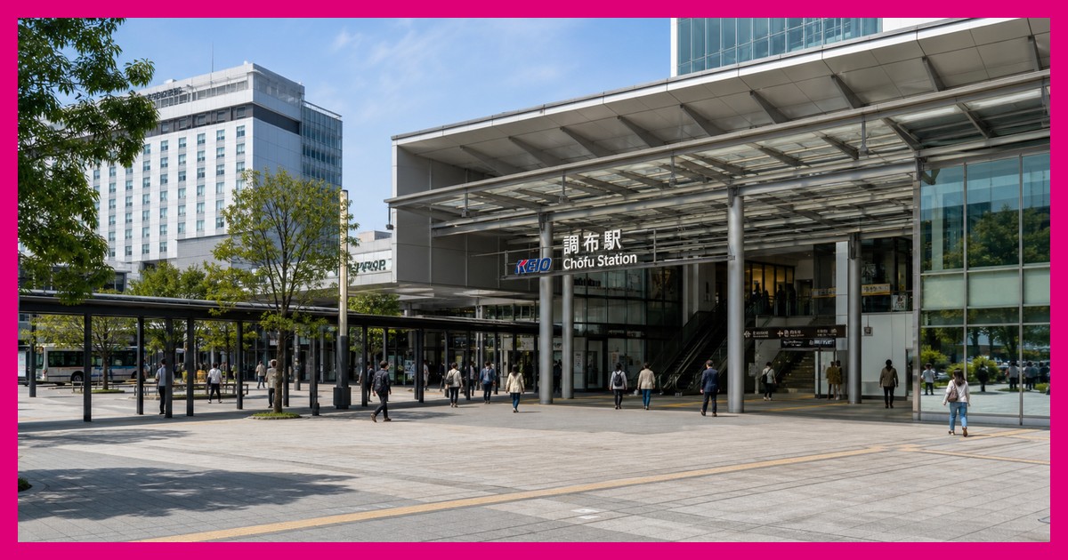 調布駅の駅前風景