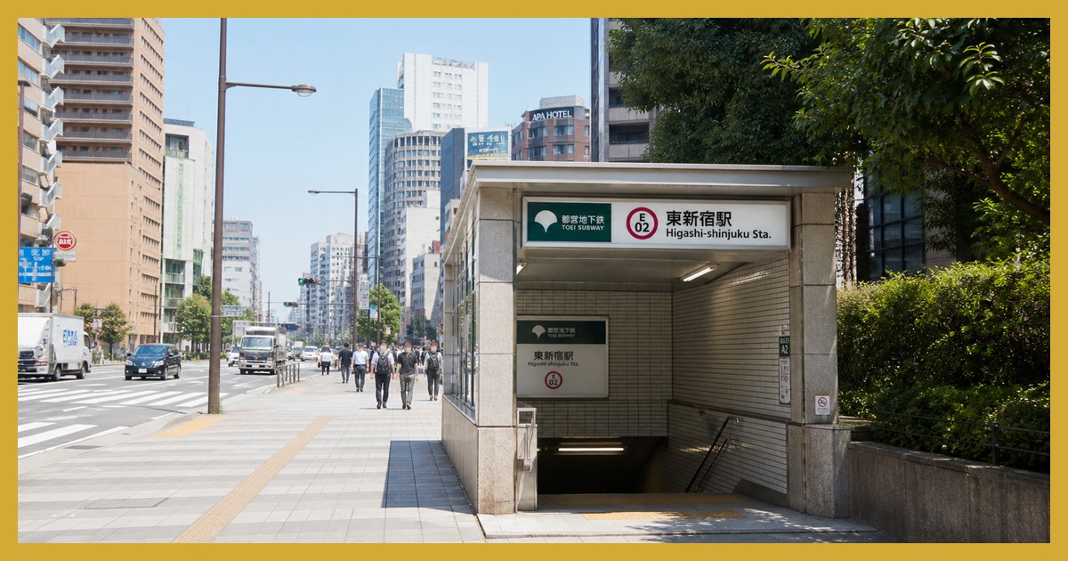 東新宿駅の駅前風景