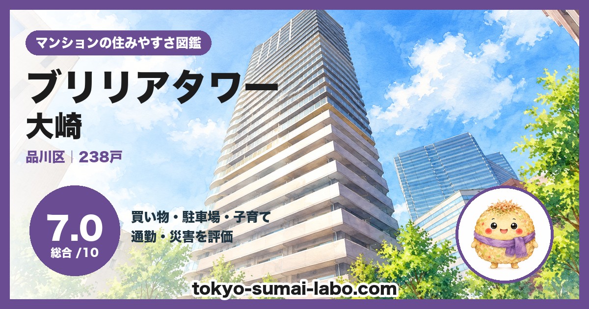 ブリリアタワー大崎の住みやすさ(総合7.0)